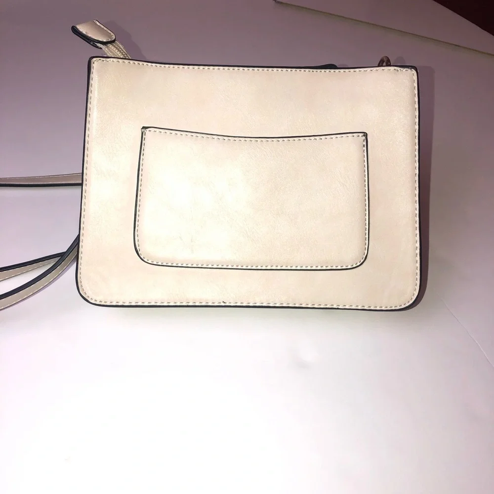 Ivory White Faux Leather Bow Front Crossbody